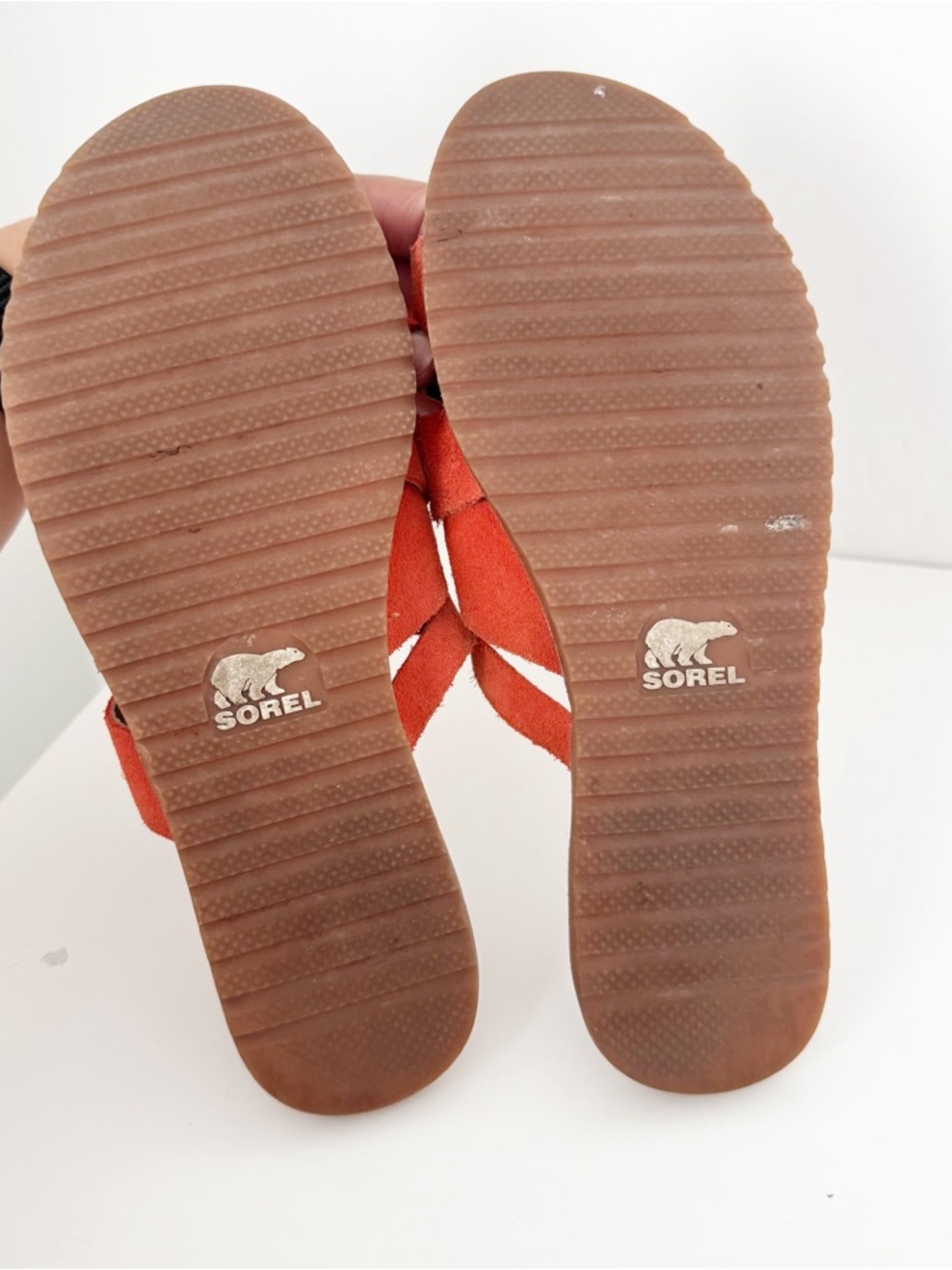 Sorel Women's Orange Suede Woven Slide Sandals - Picture 5 of 6